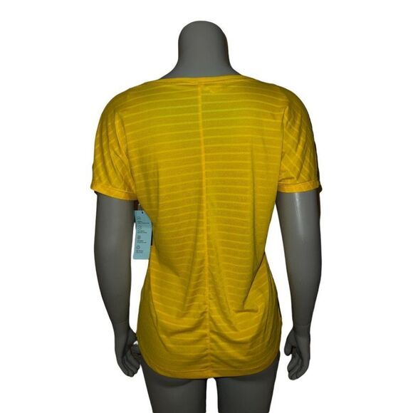 ID Ideology Bright Yellow Shadow Stripe T-Shirt Medium NWT - Picture 3 of 10